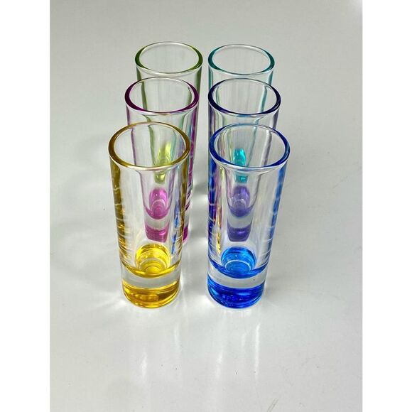 Vtg Libbey Crisa Shot Glasses Tequila Shooters Heavy Bottom Clear Multicolor (6) - Picture 2 of 5